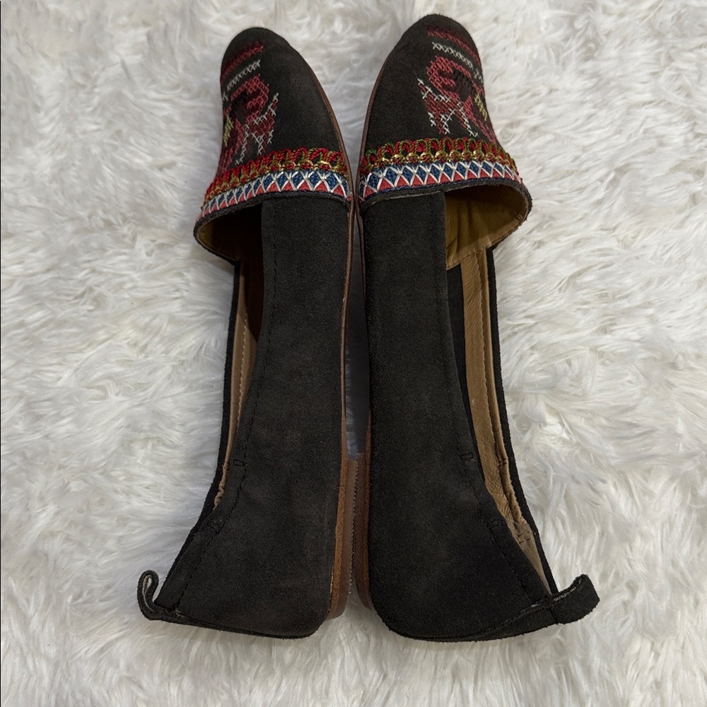 Latigo Basia Black Suede Embroidered Loafers Slip-On Flats Size 7.5M - Picture 7 of 14